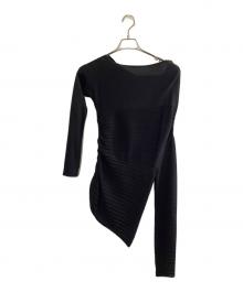 Philosophy Di Lorenzo Serafini（フィロソフィ ディ ロレンツォ セラフィニ）の古着「PHILOSOPHY di Lorenzo Serafini　アシンメトリー プリーツ トップ」｜ブラック