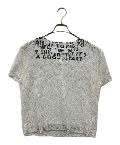 MM6 Maison Margiela（エムエムシックスメゾンマルジェラ）MM6 Maison Margiela (エムエムシックスメゾンマルジェラ) レース エイズTシャツ ホワイト サイズ:Ｓの古着・服飾アイテム