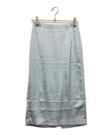 overdue flair（オーバーデュー フレア）の古着「STRIPE JACQUARD PENCIL SKIRT」｜ライトブルー