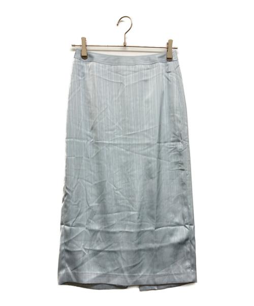 overdue flair（オーバーデュー フレア）overdue flair (オーバーデュー フレア) STRIPE JACQUARD PENCIL SKIRT ライトブルー サイズ:1の古着・服飾アイテム