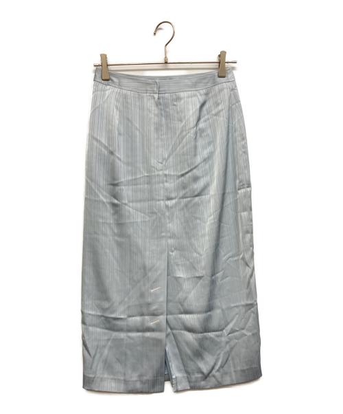 overdue flair（オーバーデュー フレア）overdue flair (オーバーデュー フレア) STRIPE JACQUARD PENCIL SKIRT ライトブルー サイズ:1の古着・服飾アイテム