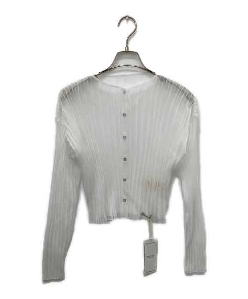 overdue flair（オーバーデュー フレア）overdue flair (オーバーデュー フレア) SHEER GLOSSY RIBBED CARDIGAN ホワイト サイズ:Freeの古着・服飾アイテム