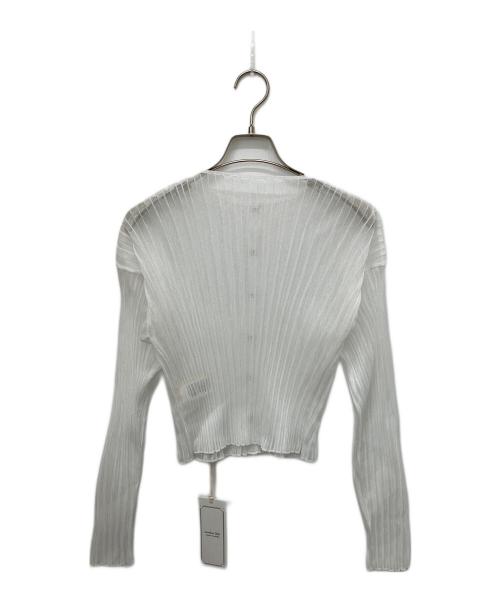 overdue flair（オーバーデュー フレア）overdue flair (オーバーデュー フレア) SHEER GLOSSY RIBBED CARDIGAN ホワイト サイズ:Freeの古着・服飾アイテム