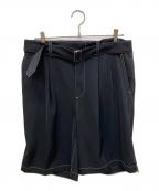 YOKEヨーク）の古着「BELTED WIDE LEG SHORTS」｜ブラック
