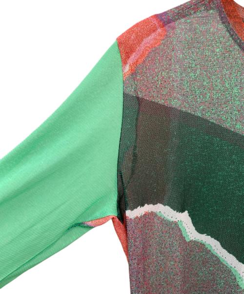 PLEATS PLEASE（プリーツプリーズ）PLEATS PLEASE (プリーツプリーズ) GRAINY TULLE T グリーン/マルチカラー サイズ:Fの古着・服飾アイテム