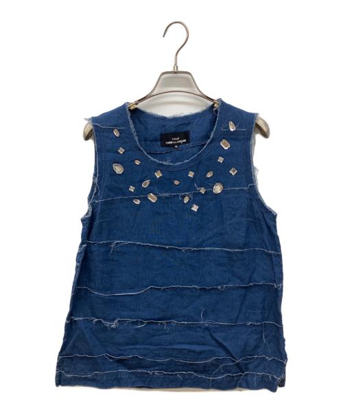 tricot COMME des GARCONS（トリココムデギャルソン）tricot COMME des GARCONS (トリココムデギャルソン) ビジュー装飾N/Sブラウス インディゴ サイズ:Mの古着・服飾アイテム