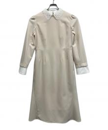 CELFORD（セルフォード）の古着「エンブロイダリーカラータイトワンピ」｜ベージュ×ホワイト