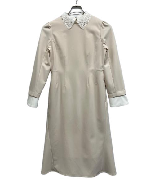 CELFORD（セルフォード）CELFORD (セルフォード) エンブロイダリーカラータイトワンピ ベージュ×ホワイト サイズ:38の古着・服飾アイテム