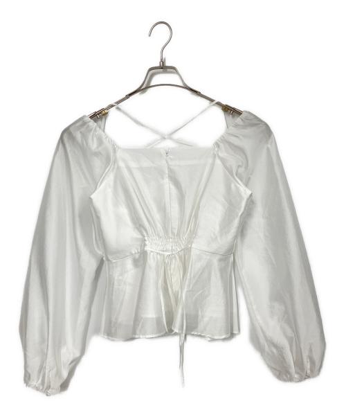 FRAY ID（フレイ アイディー）FRAY ID (フレイ アイディー) シアーカシュクールロングスリーブブラウス ホワイト サイズ:FREEの古着・服飾アイテム
