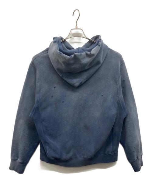 BOWWOW（バウワウ）BOWWOW (バウワウ) ハードエイジング ダメージ加工スウェットパーカー ブルー サイズ:Mの古着・服飾アイテム