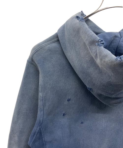 BOWWOW（バウワウ）BOWWOW (バウワウ) ハードエイジング ダメージ加工スウェットパーカー ブルー サイズ:Mの古着・服飾アイテム