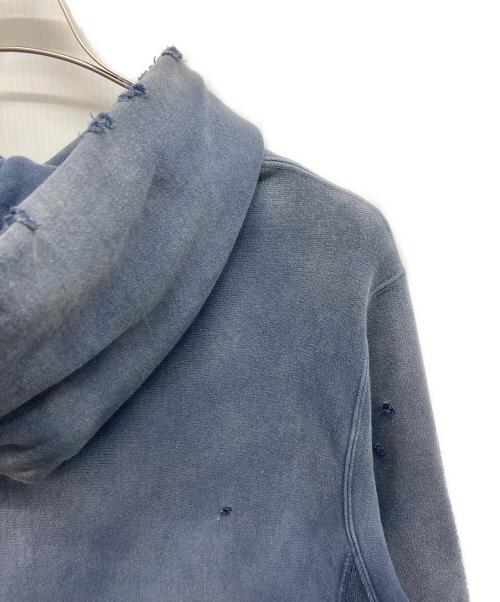 BOWWOW（バウワウ）BOWWOW (バウワウ) ハードエイジング ダメージ加工スウェットパーカー ブルー サイズ:Mの古着・服飾アイテム