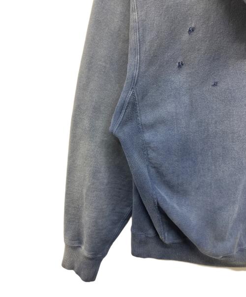 BOWWOW（バウワウ）BOWWOW (バウワウ) ハードエイジング ダメージ加工スウェットパーカー ブルー サイズ:Mの古着・服飾アイテム