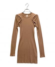 dion lee（ディオン・リー）の古着「フック&アイ リブ ミニドレス」｜キャメル