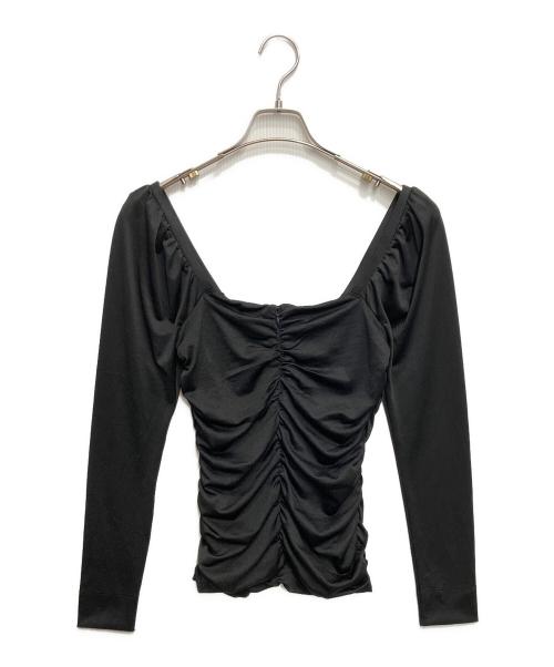 GANNI（ガニー）GANNI (ガニー) シャーリングカットソー ブラック サイズ:36の古着・服飾アイテム