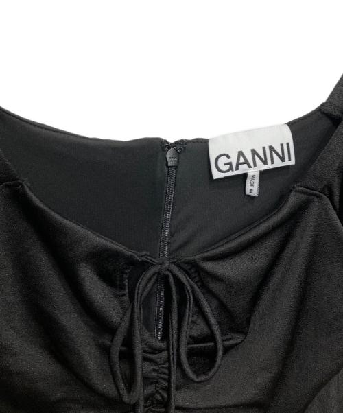 GANNI（ガニー）GANNI (ガニー) シャーリングカットソー ブラック サイズ:36の古着・服飾アイテム