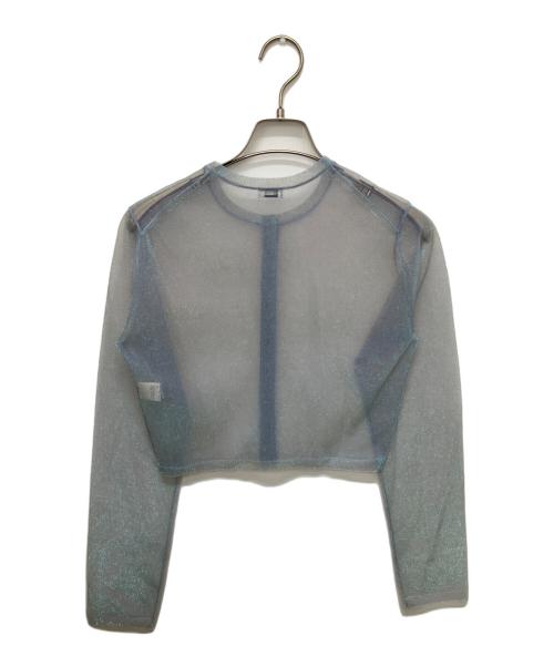 H BEAUTY&YOUTH（エイチ ビューティー&ユース）H BEAUTY&YOUTH (エイチ ビューティー&ユース) オーロララメ ショートカーディガン ライトブルー サイズ:Freeの古着・服飾アイテム