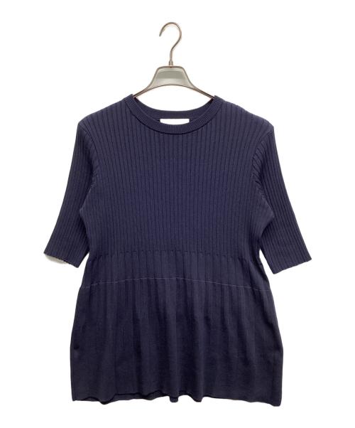 Ujoh（ウジョー）UJOH (ウジョー) プリーツ フレア ニット ネイビー サイズ:2の古着・服飾アイテム