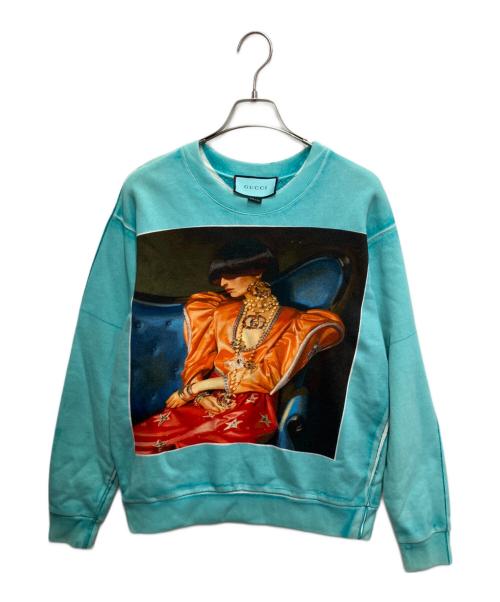 GUCCI（グッチ）GUCCI (グッチ) Ignasi Monreal (イグナシ モンレアル) クルーネックスウェット ライトブルー サイズ:XSの古着・服飾アイテム