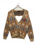 DSQUARED2ディースクエアード）の古着「Embroidered Wool Blend Cardigan」｜ベージュ