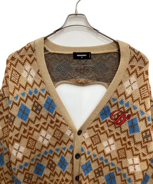DSQUARED2（ディースクエアード）DSQUARED2 (ディースクエアード) Embroidered Wool Blend Cardigan ベージュ サイズ:XSの古着・服飾アイテム