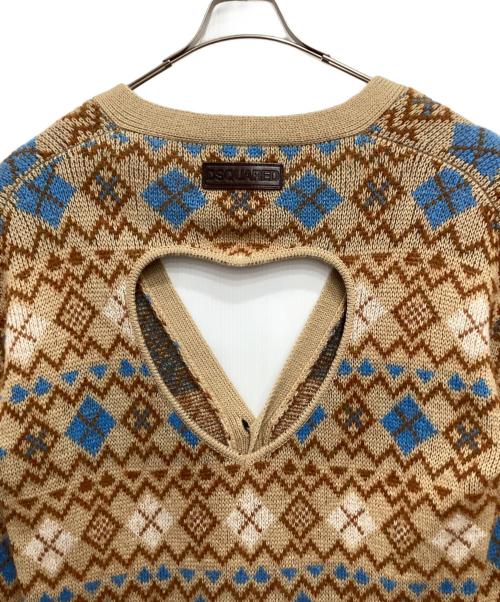 DSQUARED2（ディースクエアード）DSQUARED2 (ディースクエアード) Embroidered Wool Blend Cardigan ベージュ サイズ:XSの古着・服飾アイテム