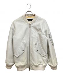 DSQUARED2（ディースクエアード）の古着「レザーオーバーボンバージャケット」｜ホワイト