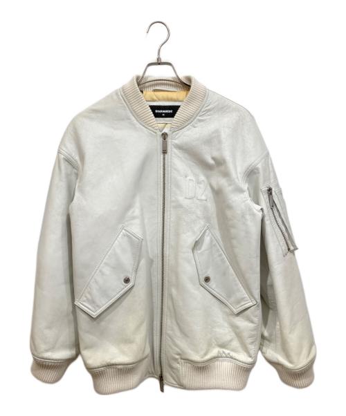DSQUARED2（ディースクエアード）DSQUARED2 (ディースクエアード) レザーオーバーボンバージャケット ホワイト サイズ:38の古着・服飾アイテム