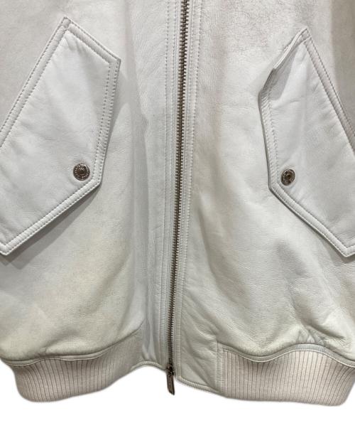 DSQUARED2（ディースクエアード）DSQUARED2 (ディースクエアード) レザーオーバーボンバージャケット ホワイト サイズ:38の古着・服飾アイテム