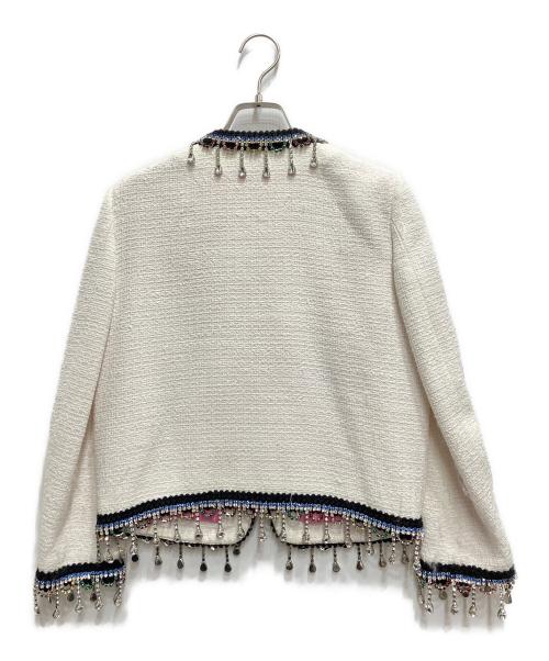 DSQUARED2（ディースクエアード）DSQUARED2 (ディースクエアード) ビジュートリム クロップドジャケット ホワイト サイズ:38の古着・服飾アイテム