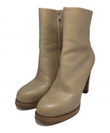 CELINE（セリーヌ）の古着「サイドジップショートブーツ」｜ベージュ