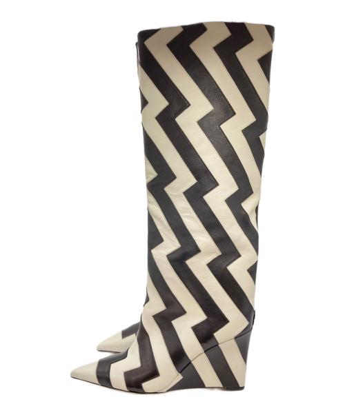 JIMMY CHOO（ジミーチュウ）JIMMY CHOO (ジミーチュウ) Blake 85 Long Boot ブラック×ホワイト サイズ:37の古着・服飾アイテム