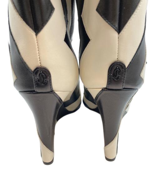 JIMMY CHOO（ジミーチュウ）JIMMY CHOO (ジミーチュウ) Blake 85 Long Boot ブラック×ホワイト サイズ:37の古着・服飾アイテム