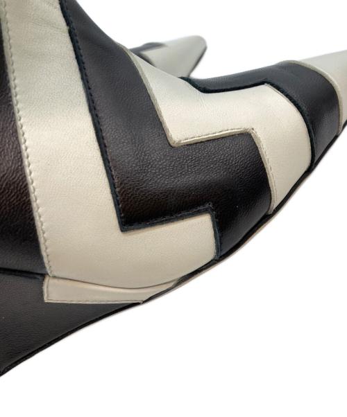 JIMMY CHOO（ジミーチュウ）JIMMY CHOO (ジミーチュウ) Blake 85 Long Boot ブラック×ホワイト サイズ:37の古着・服飾アイテム