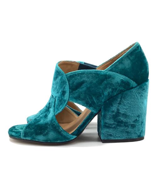 DRIES VAN NOTEN（ドリスヴァンノッテン）DRIES VAN NOTEN (ドリスヴァンノッテン) ベルベットサンダル グリーン サイズ:37の古着・服飾アイテム