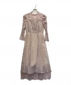 Snidelスナイデル）の古着「ボリュームフレアレースドッキングドレス」｜ベージュ