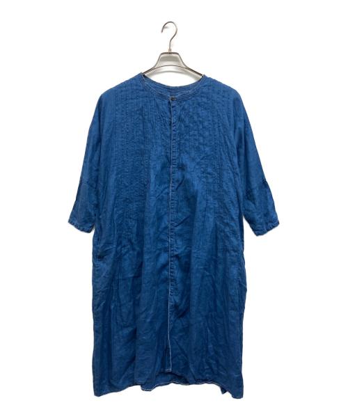 KAPITAL（キャピタル）KAPITAL (キャピタル) フレンチクロスリネンピンタックオキーフドレス ブルー サイズ:XSの古着・服飾アイテム