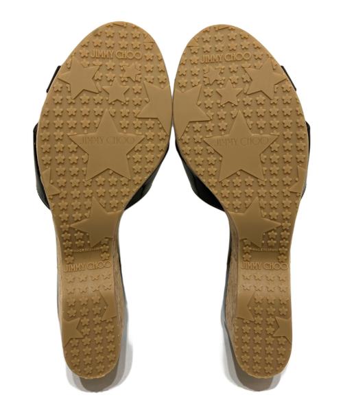 JIMMY CHOO（ジミーチュウ）JIMMY CHOO (ジミーチュウ) エナメル クロスストラップ サンダル ブラック サイズ:SIZE37の古着・服飾アイテム