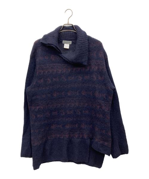Yohji Yamamoto pour homme（ヨウジヤマモト プールオム）Yohji Yamamoto pour homme (ヨウジヤマモト プールオム) レギュラーカラーニット/SAMPLE品 ネイビー サイズ:FREEの古着・服飾アイテム