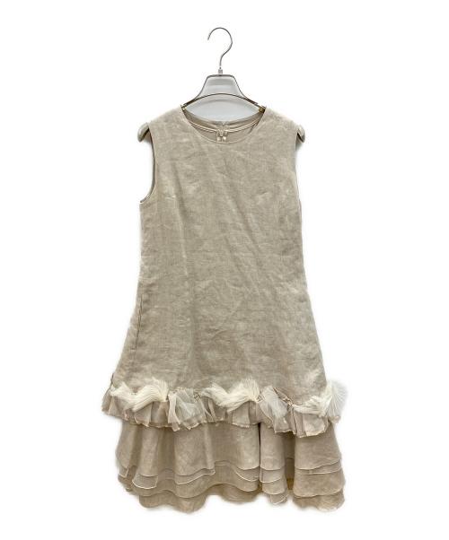 FOXEY（フォクシー）FOXEY (フォクシー) ワンピース　Linen Princess ナチュラル サイズ:38の古着・服飾アイテム