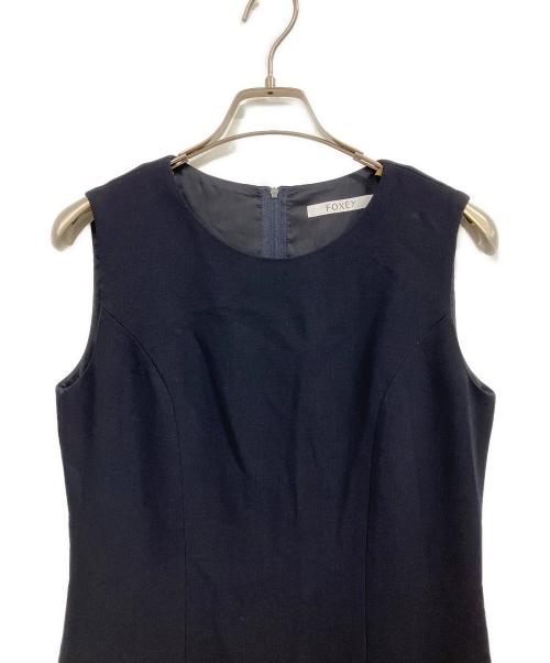 FOXEY（フォクシー）FOXEY (フォクシー) Dress TWIGGY（ツイギー）/ ノースリーブワンピース ネイビー サイズ:38の古着・服飾アイテム