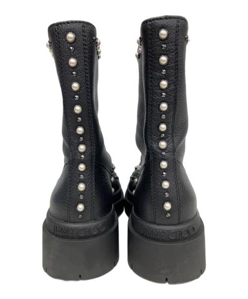 JIMMY CHOO（ジミーチュウ）JIMMY CHOO (ジミーチュウ) NOLA FLAT/レザーアンクルブーツ ブラック サイズ:37の古着・服飾アイテム