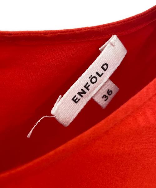 ENFOLD（エンフォルド）ENFOLD (エンフォルド) Washed COバルーンスリーブDRESS レッド サイズ:36の古着・服飾アイテム