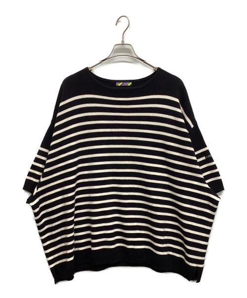 is-ness（イズネス）is-ness (イズネス) SHORT SLEEVE BASQUE SHIRT ホワイト×ブラック サイズ:Lの古着・服飾アイテム