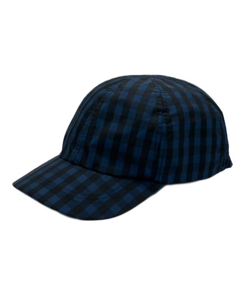 nagonstans（ナゴンスタンス）nagonstans (ナゴンスタンス) monochrome check cap ブルー×ブラック サイズ:Mの古着・服飾アイテム