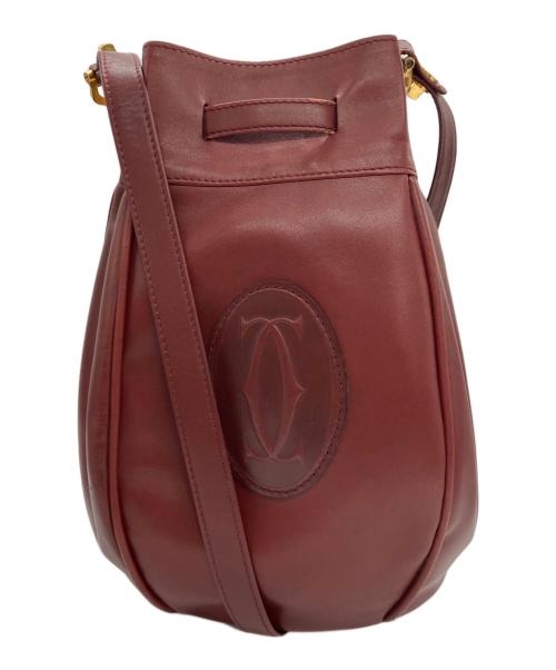 Cartier（カルティエ）Cartier (カルティエ) 巾着ショルダーバッグ ボルドーの古着・服飾アイテム