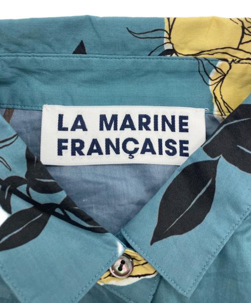 LA MARINE FRANCAISE（マリンフランセーズ）LA MARINE FRANCAISE (マリンフランセーズ) リバティプリントAラインシャツワンピ ブルー サイズ:Freeの古着・服飾アイテム