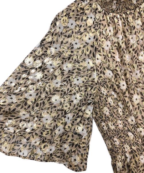 Kate Spade（ケイトスペード）Kate Spade (ケイトスペード) 花柄ラメワンピース ブラウンの古着・服飾アイテム