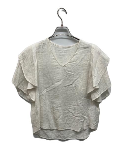 Noble（ノーブル）Noble (ノーブル) ファジーリネンラッフルブラウス ホワイト サイズ:Freeの古着・服飾アイテム