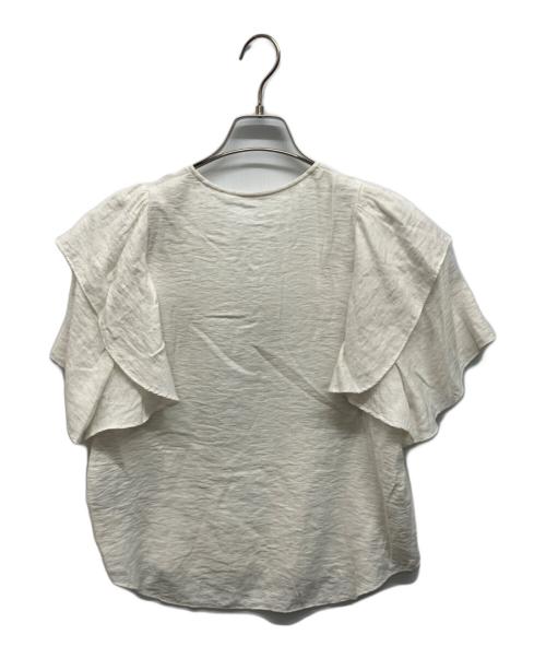 Noble（ノーブル）Noble (ノーブル) ファジーリネンラッフルブラウス ホワイト サイズ:Freeの古着・服飾アイテム